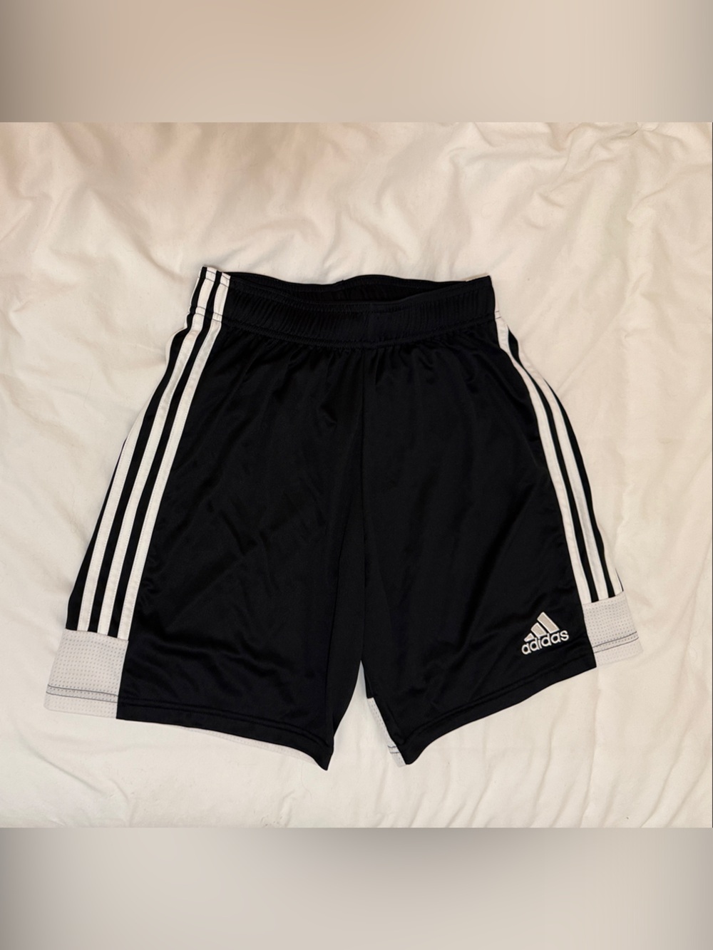 adidas Black Shorts with White Stripe Accents